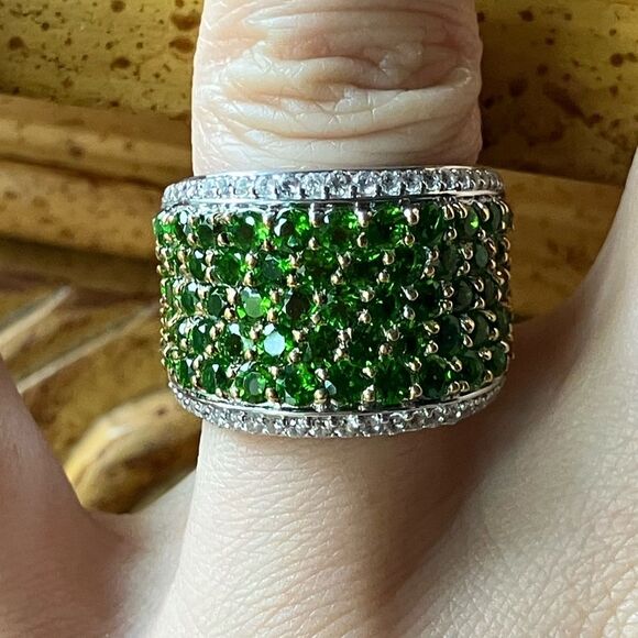 Natural Chrome Diopside Sterling Silver Ring Size 6 - Picture 1 of 9